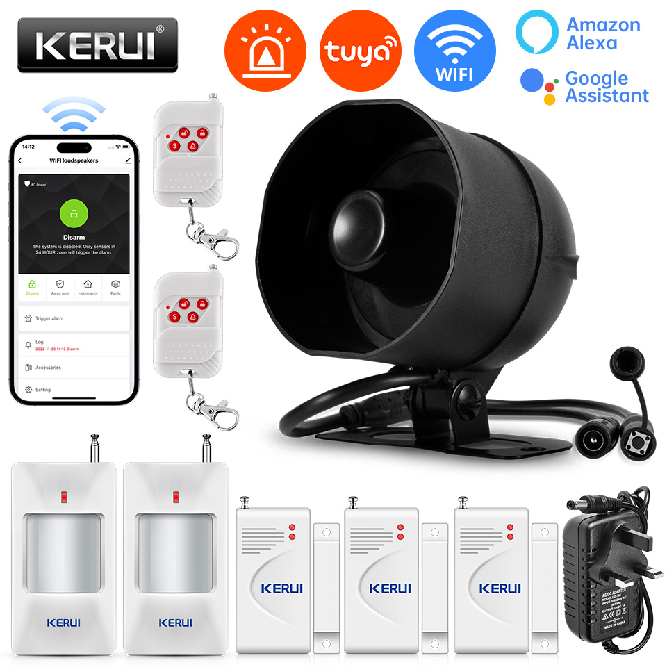 Smart Home Ecosystems - KERUI 120db Sistem Alarm Sirene WiFi