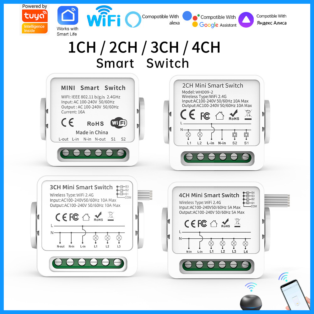 Tuya WiFi Smart Switch 1/2/3/4 - Smart Home Miniature ulasan dan harga